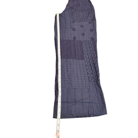 Zara Trouser Pants Patchwork Wide Leg Cotton Lightweight Blue Womens Medium - Picture 8 of 8